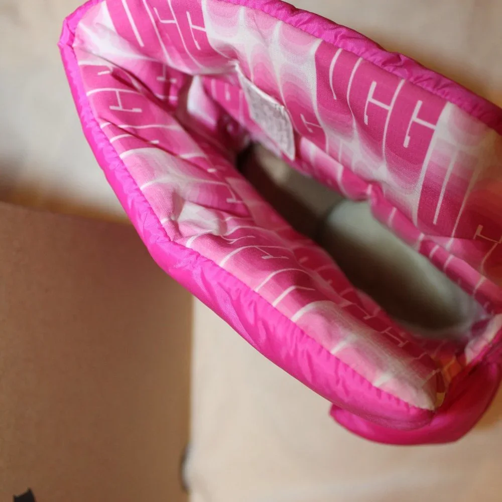 NIB UGG‎ GIRLS CLASSIC SHORT BAILEY BOW MAXI WAVELENGTH SUEDE PUFFER BOOTS PINK